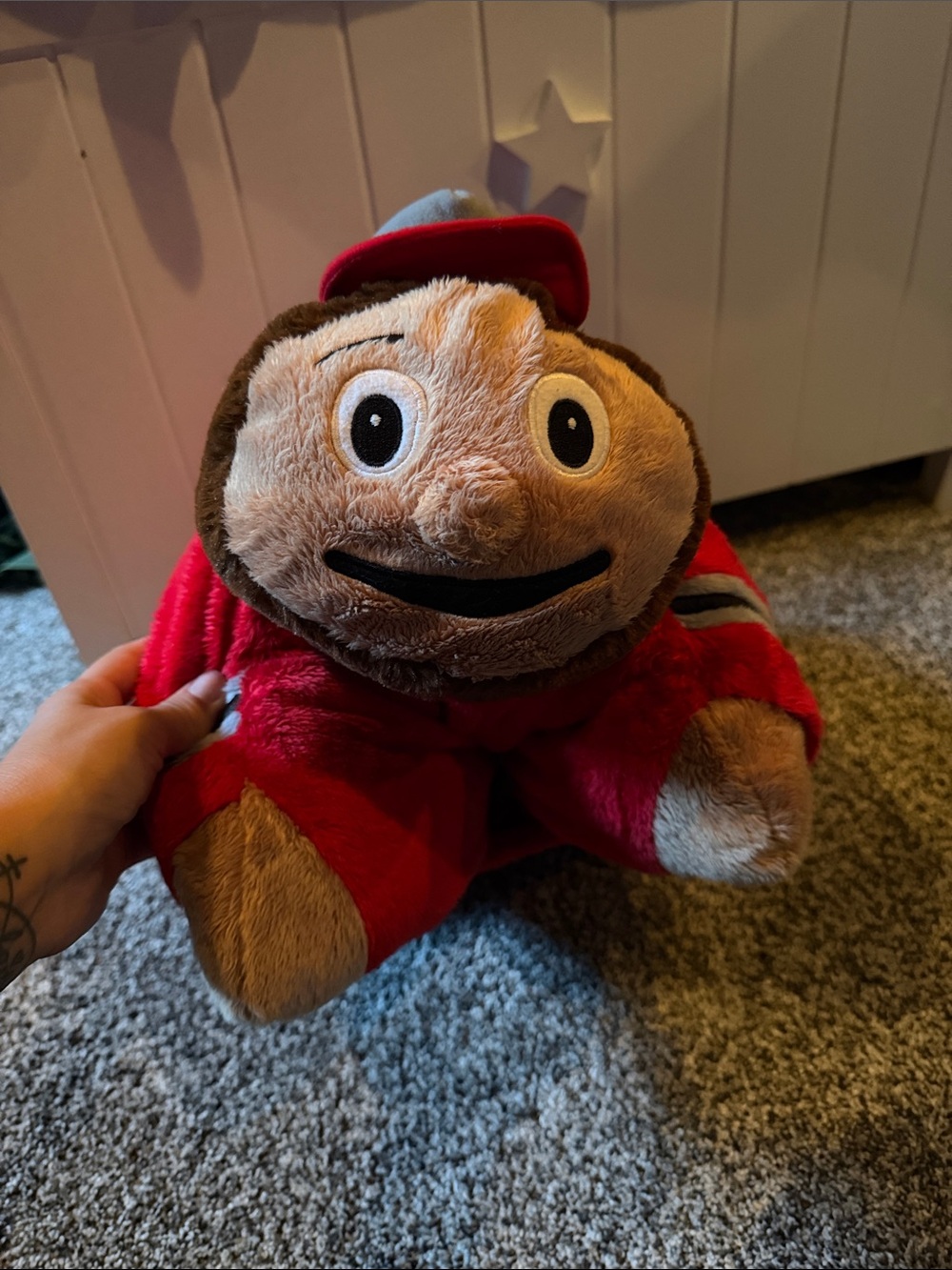 Plush Character Toy in Red and Brown - Soft Kids Plush Ohio state pillow pet